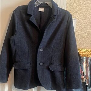 ZARA Navy Herringbone Two-Button Blazer
